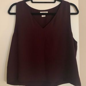 Babaton sleeveless v-neck blouse, maroon